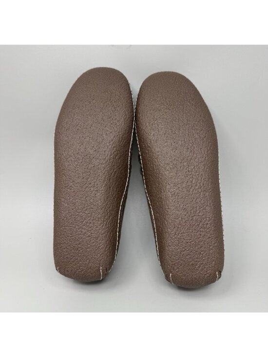 LL Bean Men’s Sz 7  Brown Leather Handsewn Slippers Flannel-Lined Moccasins